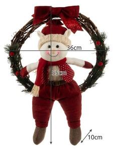 Coronita pentru usa, elf Craciun, inaltime 55 cm, diametru 36 cm