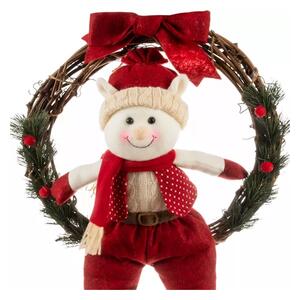 Coronita pentru usa, elf Craciun, inaltime 55 cm, diametru 36 cm