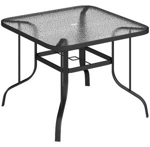 Outsunny Masă de Grădină pentru 4 Persoane cu Gaură pentru Umbrelă Ø54 mm, 96,5x96,5x70 cm, Negru | Aosom Romania