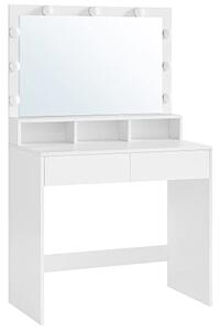 SongmicsHome Masă de toaletă VANESA cu oglindă mare și iluminare, 80x40x140cm, albă
