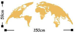 Decoratiune de perete Metal World Map Large2, Cupru, 59x1x150 cm