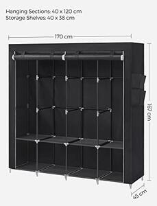 Dulap pentru haine, Songmics, Negru, 170x45x167 cm