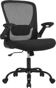 Scaun de birou, Songmics, Negru, 66x60x(99-107) cm