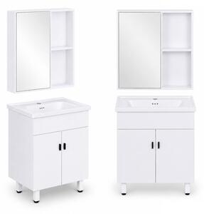 Dulap de baie cu chiuvetă din ceramică și oglindă – alb