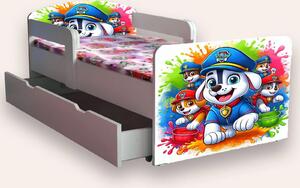 Pat copii Paw Patrol (Patrula catelusilor) cu manere varianta 4 Mare 2-12 ani Cu sertar Cu saltea