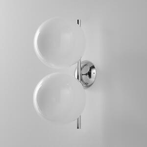 FLOS IC C/W1 Aplică de perete cromată Ø 20 cm, reglabil, Alb, Camera de zi / sufragerie, Sticlă, Design, glob