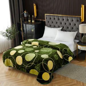 Patura Cocolino Gofrata, 200x240 cm, 3D cu model, verde cu cercuri, PGU204