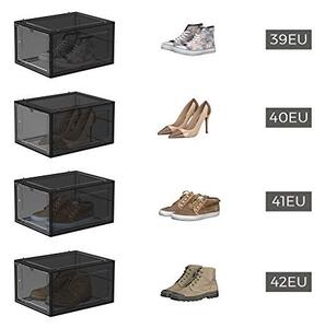 Pantofar set 6 cutii din plastic, Songmics, Negru, 34.5x27x19 cm