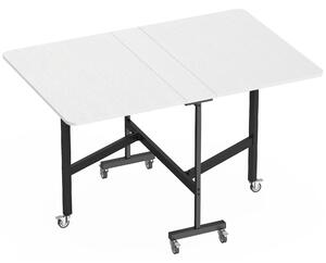 HOMCOM Masă de Dining Pliabilă, Masă Rabatabilă cu Roți și Frâne pentru 4-6 Persoane, Birou Compact cu Structură din Oțel, pentru Living, 120x80x73 cm, Alb cu Aspect de Lemn | Aosom Romania