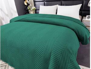 Cuvertura de pat din catifea verde cu model ARROW VELVET Dimensiune: 200 x 220 cm