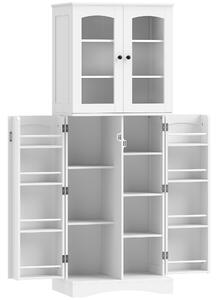 HOMCOM Dulap Bucătărie 162 cm, Credenza, Uși Acrilice Soft-Close, Rafturi, Alb. | Aosom Romania