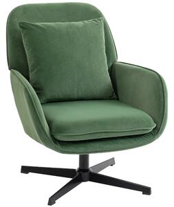 HOMCOM Fotoliu de Salon Rotativ 360° cu Pernă Lombară Detașabilă, Șezut Generos, Fotoliu Tapițat Modern din Catifea cu Cotiere, pentru Living, 73x83.5x85 cm, Verde | Aosom Romania