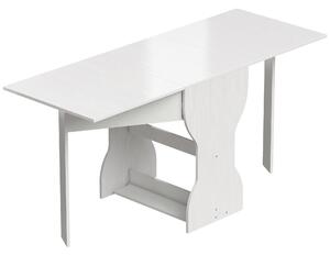 HOMCOM Masă de Bucătărie Pliabilă pentru 4 Persoane cu Raft, din Lemn, 160x60x75 cm, Alb | Aosom Romania
