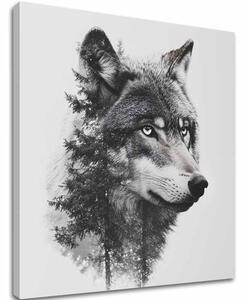 Tablou pe pânză Wolf View - Motiv modern alb-negru