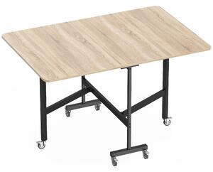HOMCOM Masă Pliabilă pentru Dining, Masă de Bucătărie Extensibilă cu Roți și Frâne, pentru 4-6 Persoane, Birou Rabatabil cu Structură din Oțel, pentru Living, 120x80x73 cm, Stejar | Aosom Romania