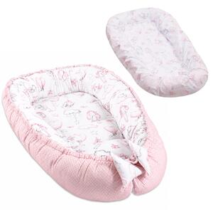 Baby Nest cu husa detasabila din bumbac Kidizi Fairy Clouds – cosulet bebelus pentru dormit reglabil, reversibil, 90x50 cm