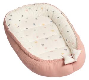 Cosulet bebelus din muselina bumbac 100% Kidizi Baby Nest Color Hearts – reglabil si reversibil, 90x50 cm