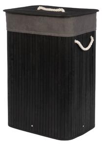 Coș de rufe negru din bambus, 80 l