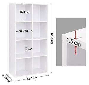 Biblioteca Vasagle, Model Oakleigh, 30x130x65 cm, Alb