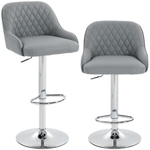 HOMCOM Set de 2 Scaune de Bar Rotative Reglabile pentru Bucătărie, Gri Deschis | Aosom Romania