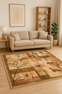 Covor Sufragerie Dormitor, Model Lotos 1510, Crem Bej Dreptunghi, Bej, 200x300