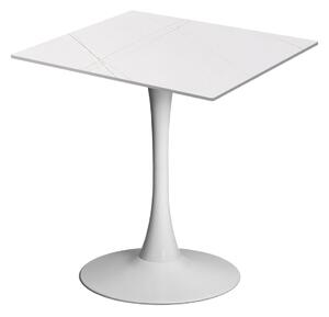 Masa 2HOME stil Tulip Patrata, Marble Alb, 70x70cm