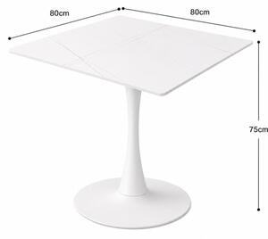 Masa 2HOME stil Tulip Patrata, Marble Alb, 80x80cm
