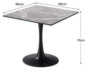 Masa 2HOME stil Tulip Patrata, Marble Gri, 60x60cm