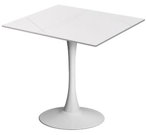 Masa 2HOME stil Tulip Patrata, Marble Alb, 80x80cm