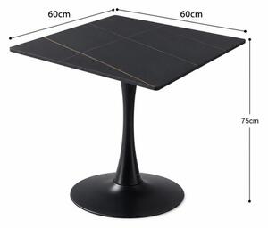 Masa 2HOME stil Tulip Patrata, Marble Negru, 60x60cm