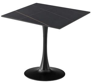 Masa 2HOME stil Tulip Patrata, Marble Negru, 80x80cm