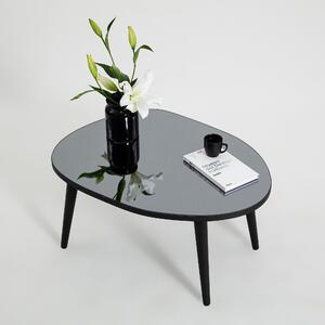 Masa de Cafea Gusto cu Sticla Securizata, Alb - Gri, 75x38x55 cm