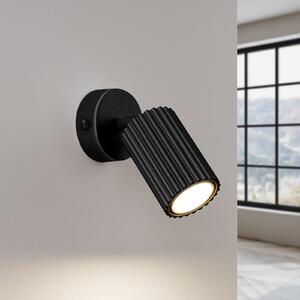 SOLLUX LIGHTING Spot de perete carbon, negru, proiecție 16 cm, întrerupător, aluminiu, Negru, Camera de zi / sufragerie, Aluminiu, Modern