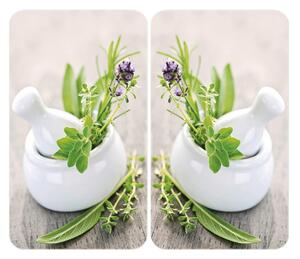 Set 2 protecții din sticlă pentru aragaz Wenko Herbal, 52 x 30 cm