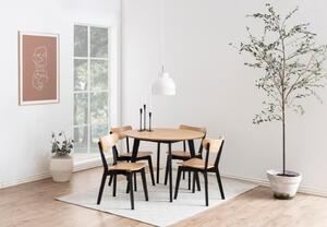 Set 2 scaune din furnir si lemn de cauciuc, Roxby Stejar / Negru, l45xA55xH79,5 cm
