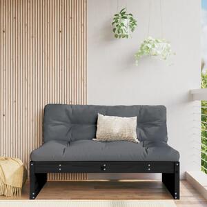Canapea de mijloc de grădină, negru, 120x80 cm, lemn masiv pin