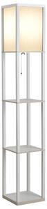 HOMCOM Lampă de Podea 40W cu 3 Rafturi Integrate și Comutator de Picior, Lampă Modernă din MDF și Acrilic, 26x26x160 cm, Alb | Aosom Romania