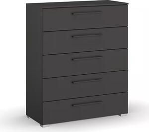 Comodă cu 5 sertare, culoare gri antracit, soft close, 80 cm lungime