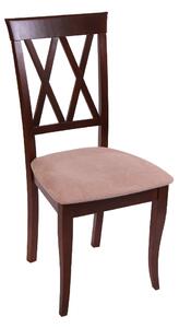 Scaun dining din lemn de fag Venetia, cadru nuc, textil Misty beige