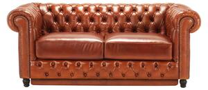 Canapea extensibila din piele Chesterfield Fleming 190 cm Verde oliv