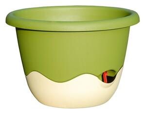 Plastia Ghiveci flori cu auto-udare Mareta verde + bej, diam. 25 cm