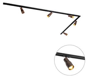 Sistem de iluminat pe șină modern cu 5 spoturi bronz închis monofazat - Iconic Kohua