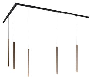 Sistem de iluminat pe șină modern cu 5 lămpi suspendate bronz închis monofazat - Iconic Frini