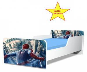 Pat junior Spiderman, cu saltea, 180x80 cm