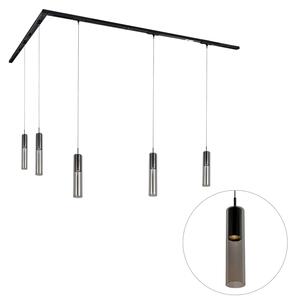Sistem modern de iluminat pe șine cu 5 pendule negre monofazat - Iconic Lloyd