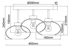 Globo 15572-3D - Plafonieră aplicată SHAUN 3xE27ILLU/40W/230V neagră