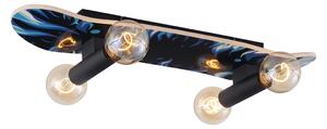 Lampă de perete neagră cu albastru 80cm - Skateboard