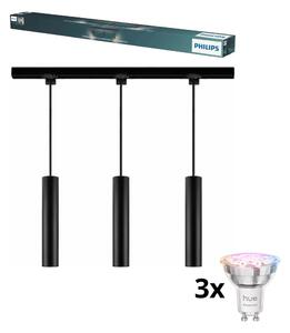 Philips - Lustră LED dimabilă, suspendată pe cablu pentru sistem de șină EASYLINK, 3x GU10/4,7W/230V, 1 m, neagră