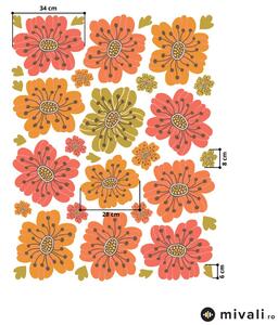 Autocolante de perete - Flori roșu -portocaliu