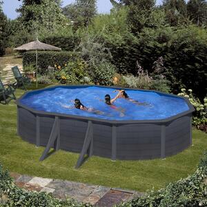 Set piscina prefabricata Gre ovala cu pereti metalici imitatie de grafit 500 300 h 120cm